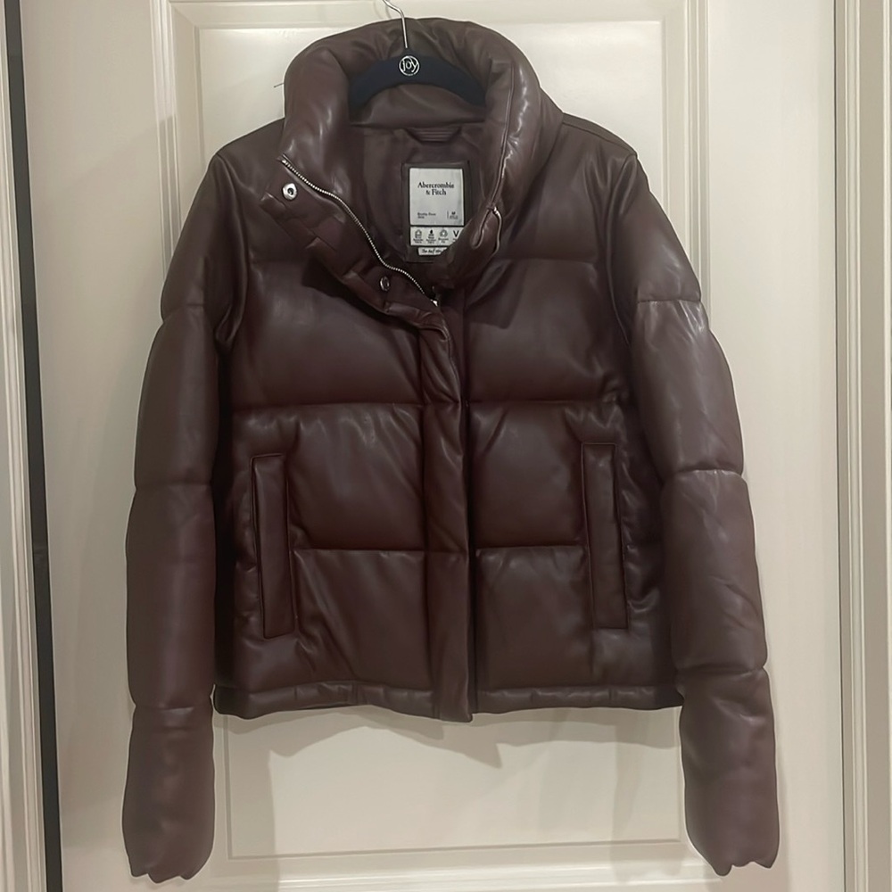 Abercrombie & Fitch Vegan Leather Jacket. Brown. Size Medium.